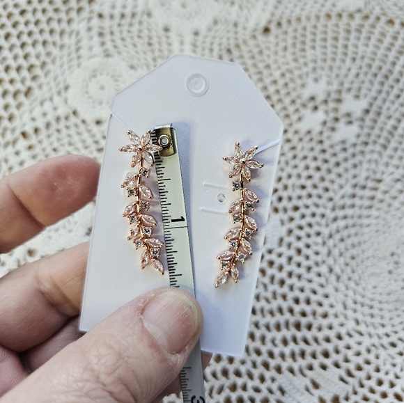 Vine Climber Earrings for Women - Rose Tone New - Picture 5 of 6